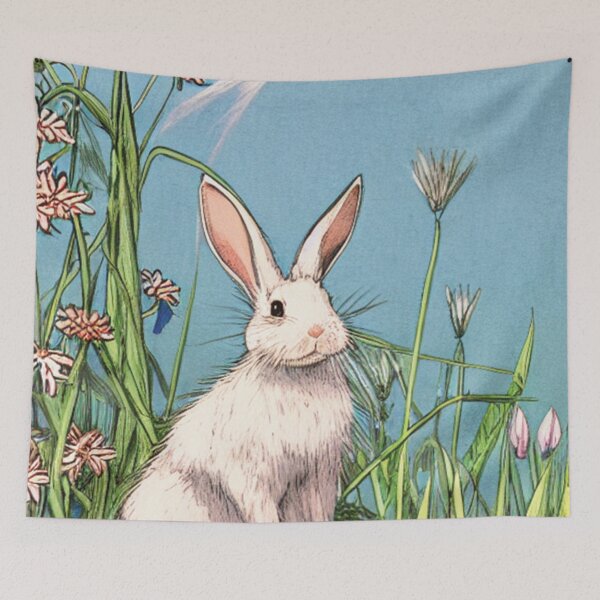 Item preview, Cute and Vintage American Rabbit Baby Bunny in Blossoms designed and sold by wigobun.