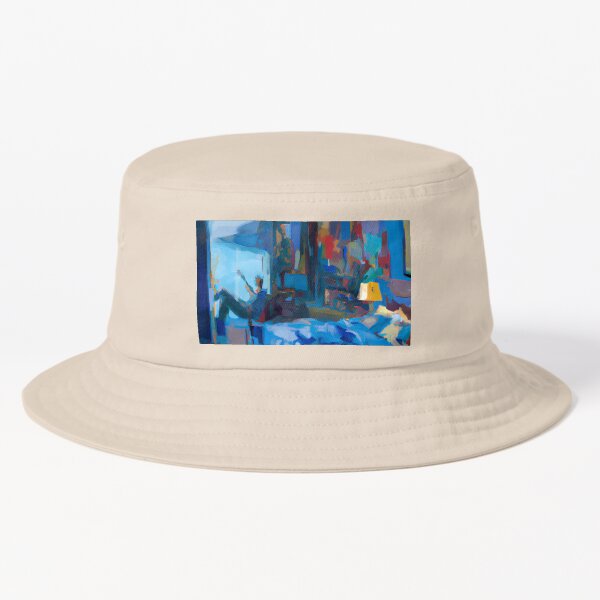 Vista previa del artículo con la obra «Estudio interior azul con el pintor pintando el mar», diseñado y vendido por signorino.