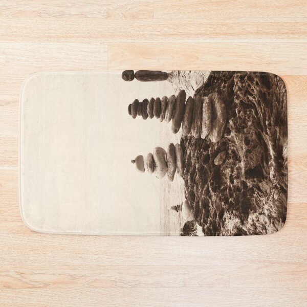 Item preview, Monochrome aesthetic stacked beach stones on seaside rocks  designed and sold by by-jwp.