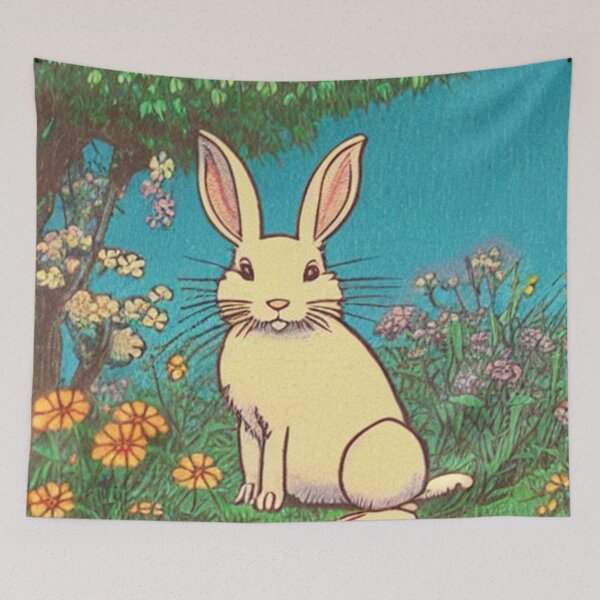Item preview, Easter Vintage and Cute Floral Bunny in Cottagecore Forest designed and sold by wigobun.
