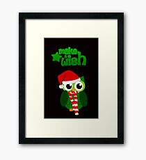 Make a wish christmas owl with a red hat design Framed Print