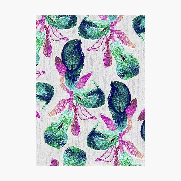 Embroidered callas Photographic Print