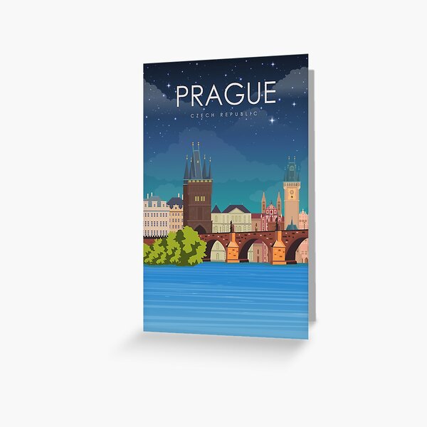 Item preview, Prague Czech Republic Bridge Vintage Minimal Retro Travel Poster designed and sold by Stadify.