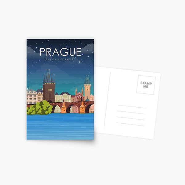 Item preview, Prague Czech Republic Bridge Vintage Minimal Retro Travel Poster designed and sold by Stadify.