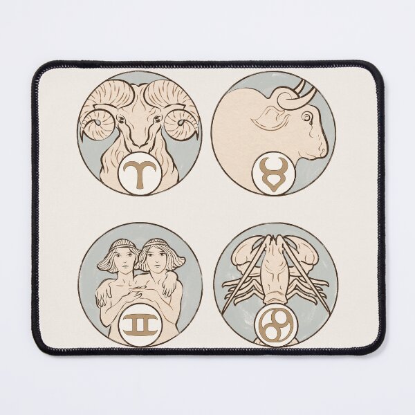 Item preview, Art nouveau Aries Taurus Gemini and Cancer Zodiac signs of Alphonse Maria Mucha designed and sold by Tamas Das.