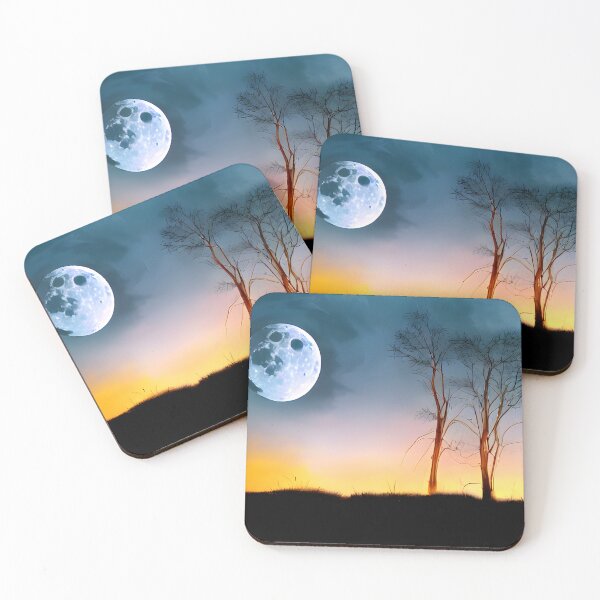 Item preview, moon and the night alone with tree, nature painting #4 designed and sold by supeart.
