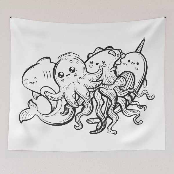 Item preview,  Cute doodle illustration of sea animals. designed and sold by tanakax3.
