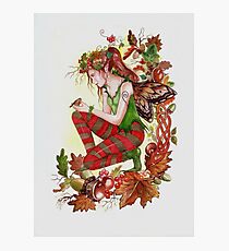 Autumn fall faerie fairy with robin Photographic Print