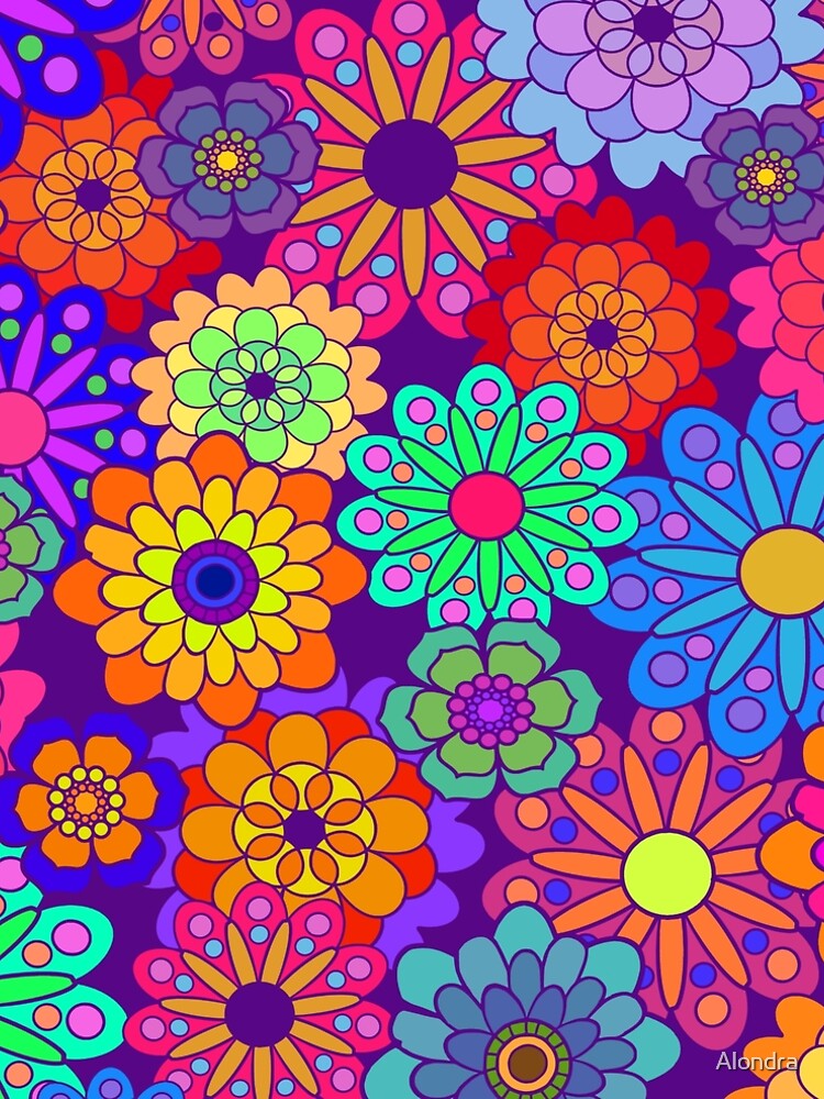 Flower Power Retro Style Hippy Flowers