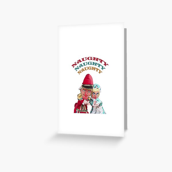 Item preview, Traditional Punch and Judy puppets with Naughty Naughty Naughty text. White Background designed and sold by janesg.