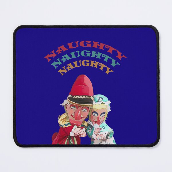 Item preview, Traditional Punch and Judy puppets with Naughty Naughty Naughty text. Blue Background designed and sold by janesg.