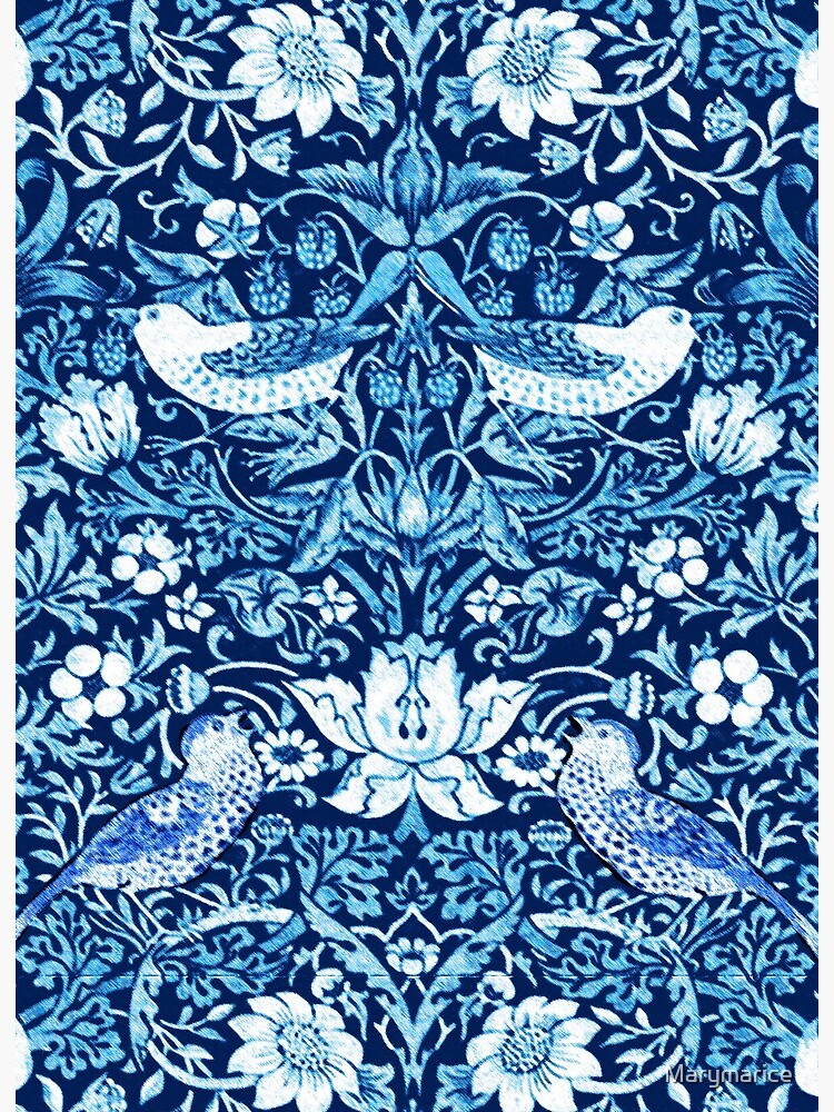 Art Nouveau Bird and Flower Tapestry, Dark Blue  Art Board Print for Sale  by Marymarice