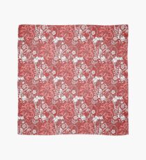 Art Nouveau Seaweed Floral, Coral, Red and White Scarf