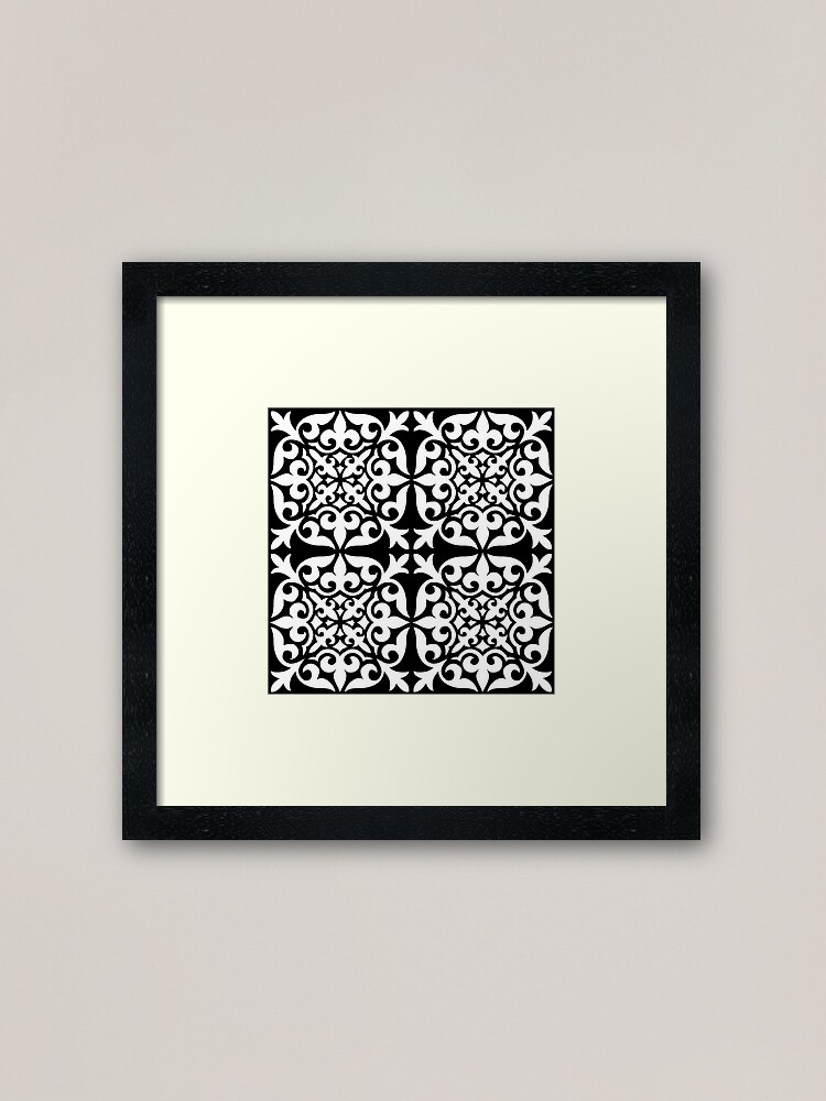 Alternate view of Black and White Moroccan Tile Framed Art Print
