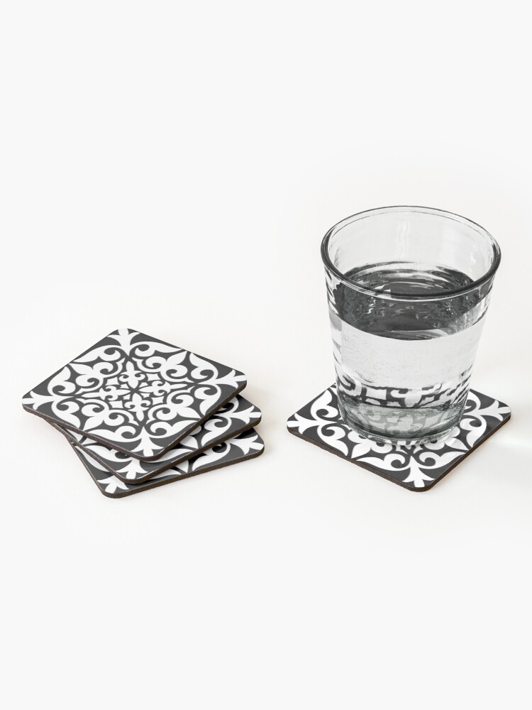 Alternate view of Black and White Moroccan Tile Coasters (Set of 4)