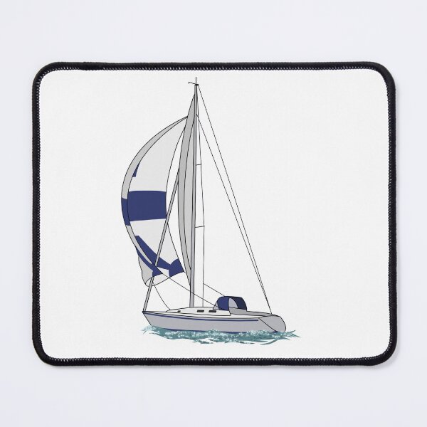 Item preview, Blue and White Sailing Boat designed and sold by seasprayart.