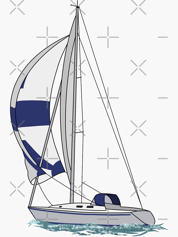 blue and white sailboat sticker