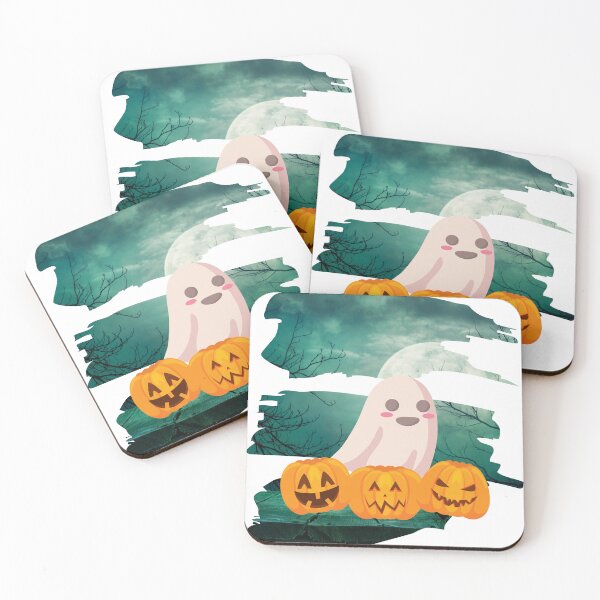 Item preview, Happy Halloween Pumpkins & Ghost over White Background Design designed and sold by WBP Mart.