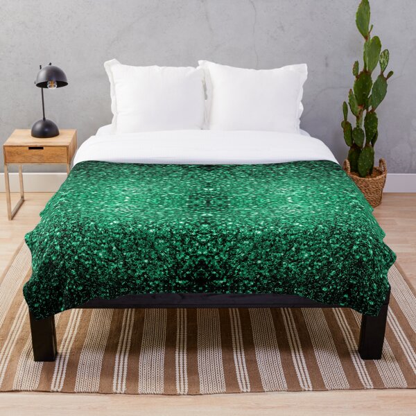 Beautiful Emerald Green glitter sparkles Throw Blanket
