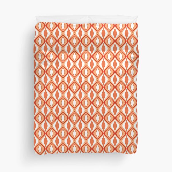 Mid-Century Modern Diamonds, Orange & White Duvet Cover