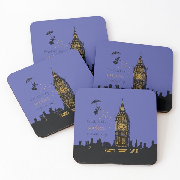 Item preview, Mary Poppins Practically Perfect in Every Way Linocut Silhouette on Purple designed and sold by Maddy Bennett.