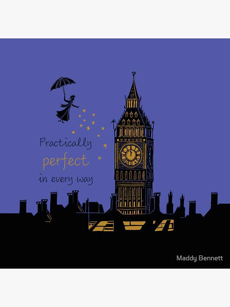 Mary Poppins Practically Perfect In Every Way Linocut Silhouette On Purple Sticker For Sale By