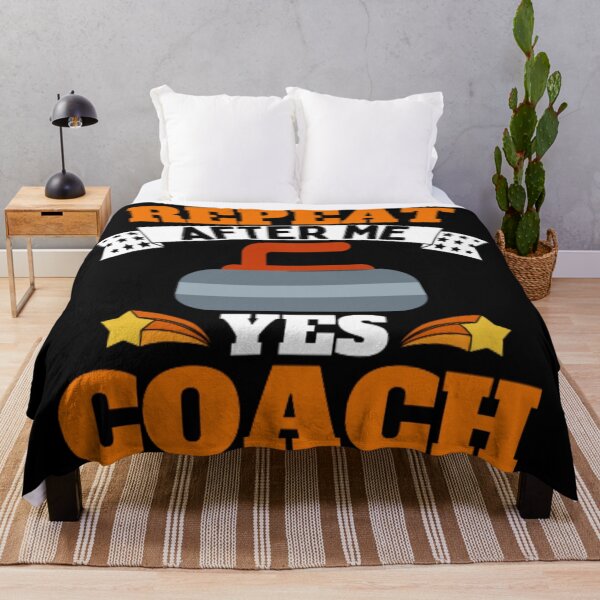 Item preview, Repeat After Me Yes Coach Curling - Orange White - Funny Sports designed and sold by GymWearDepot.