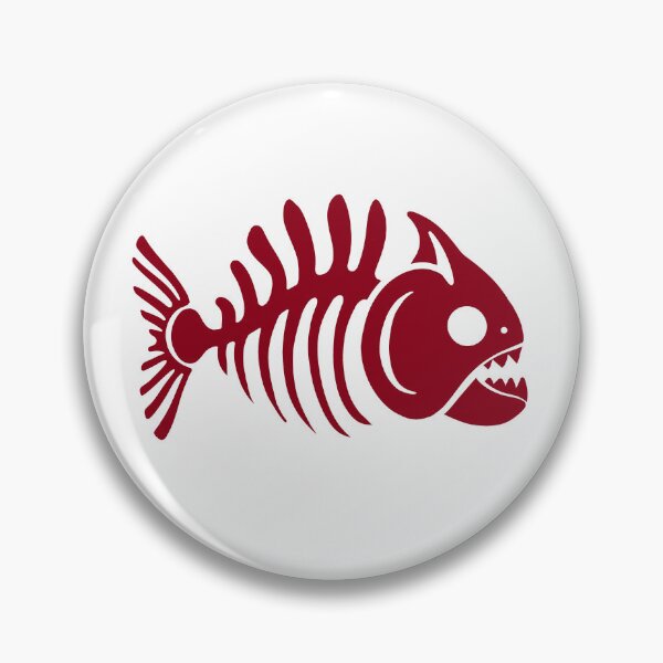 Artikelvorschau, Piranha-Skelett. Minimalistisches Design eines Fischschädels und Knochen, rote Tinte entworfen und verkauft von martodesign.