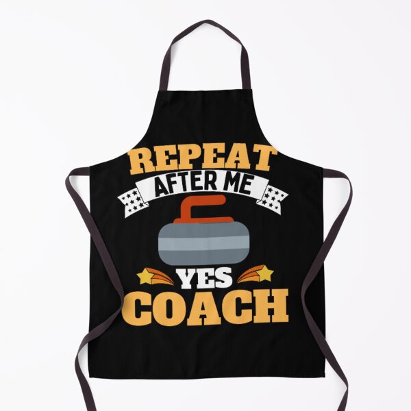 Item preview, Repeat After Me Yes Coach Curling - Yellow White - Funny Sports designed and sold by GymWearDepot.