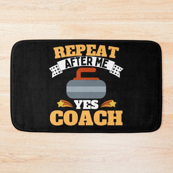 Item preview, Repeat After Me Yes Coach Curling - Yellow White - Funny Sports designed and sold by GymWearDepot.