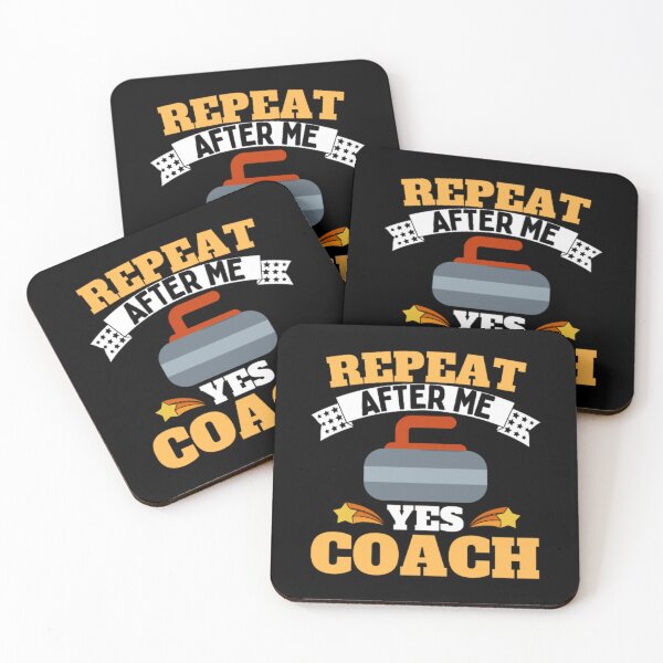 Item preview, Repeat After Me Yes Coach Curling - Yellow White - Funny Sports designed and sold by GymWearDepot.