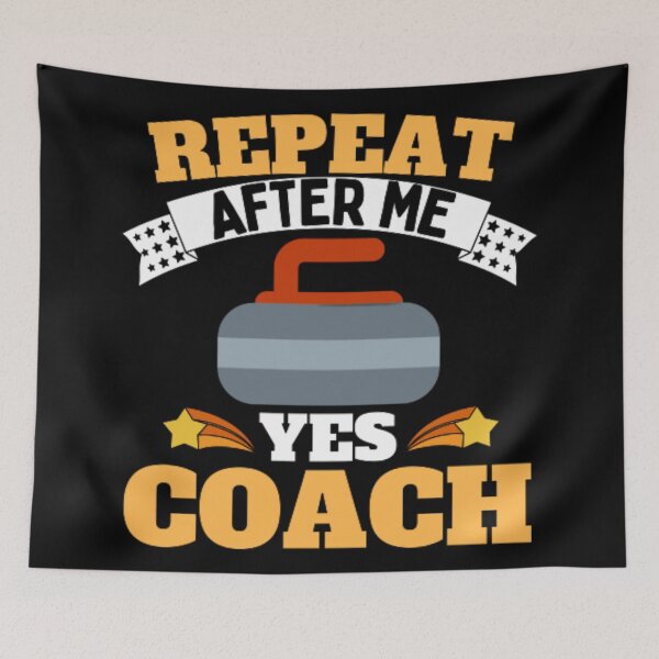 Item preview, Repeat After Me Yes Coach Curling - Yellow White - Funny Sports designed and sold by GymWearDepot.