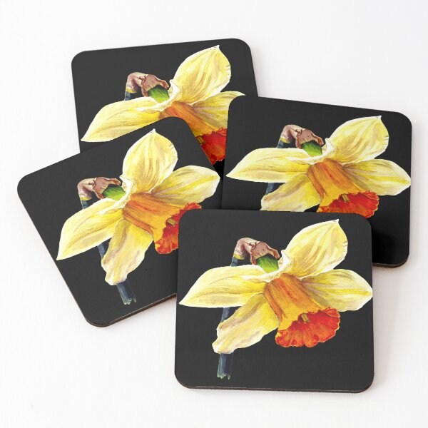 Item preview, Lady Hilaria Daffodil. Original Acrylic Painting by Jane Green. Black background designed and sold by janesg.