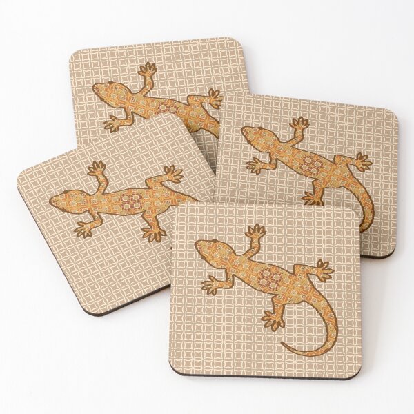 Item preview, Tribal Batik Gecko, Rust, Amber and Tan designed and sold by Marymarice.