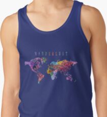 Camiseta de tirantes Wanderlust mapa del mundo acuarela
