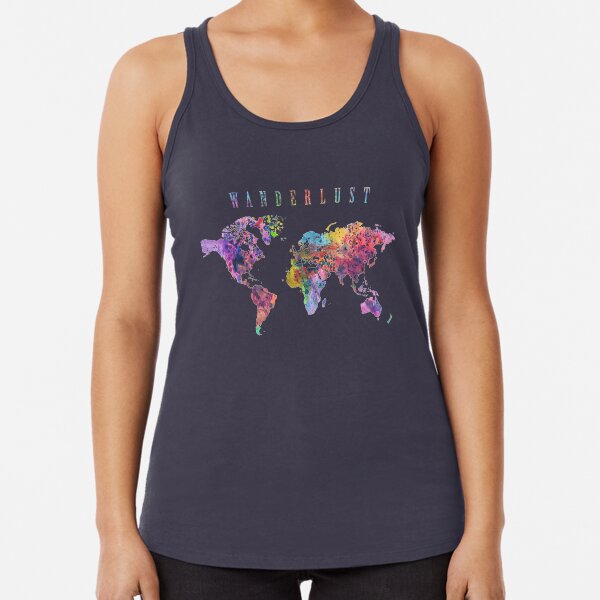 Wanderlust World Map Watercolor Racerback Tank Top