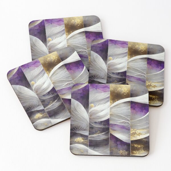 Item preview, Gold leaf silver and purple alcohol link design with swirls dots and  leaf shapes and natural curves designed and sold by CGSGraphics.