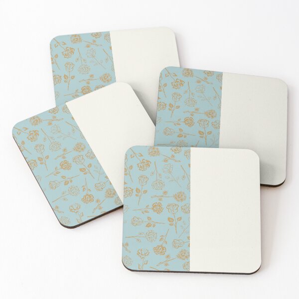 Item preview, Gold Roses on Vertical Cream and Slate Blue Split   designed and sold by HiddenPuppets.