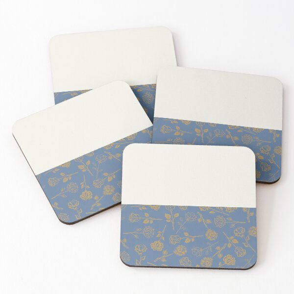 Item preview, Gold Roses on Horizontal Cream and Dark Slate Blue Split   designed and sold by HiddenPuppets.