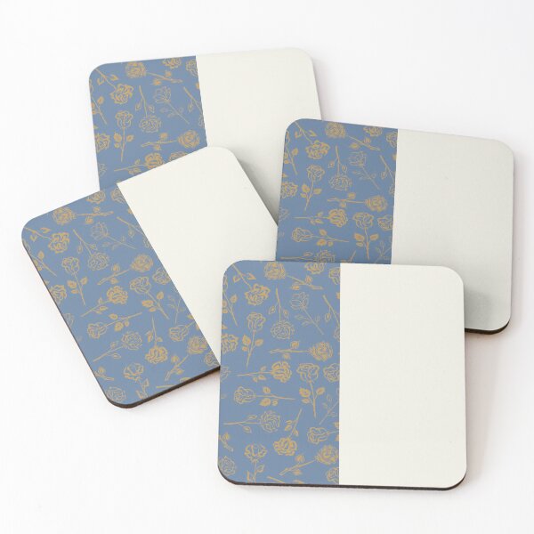 Item preview, Gold Roses on Vertical Cream and Dark Slate Blue Split   designed and sold by HiddenPuppets.