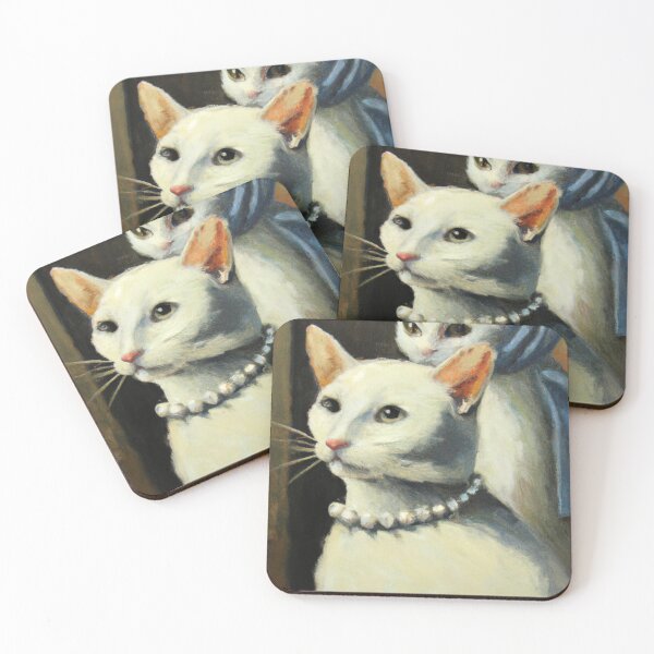 Item preview, "A white cats with a pearl earring" by Johannes Vermeer designed and sold by nanlos.