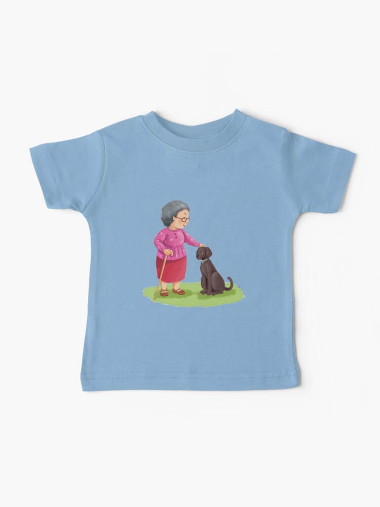 Thumbnail 1 of 2, Baby T-Shirt, Grandma and Her Chocolate Labrador designed and sold by MintedProse.