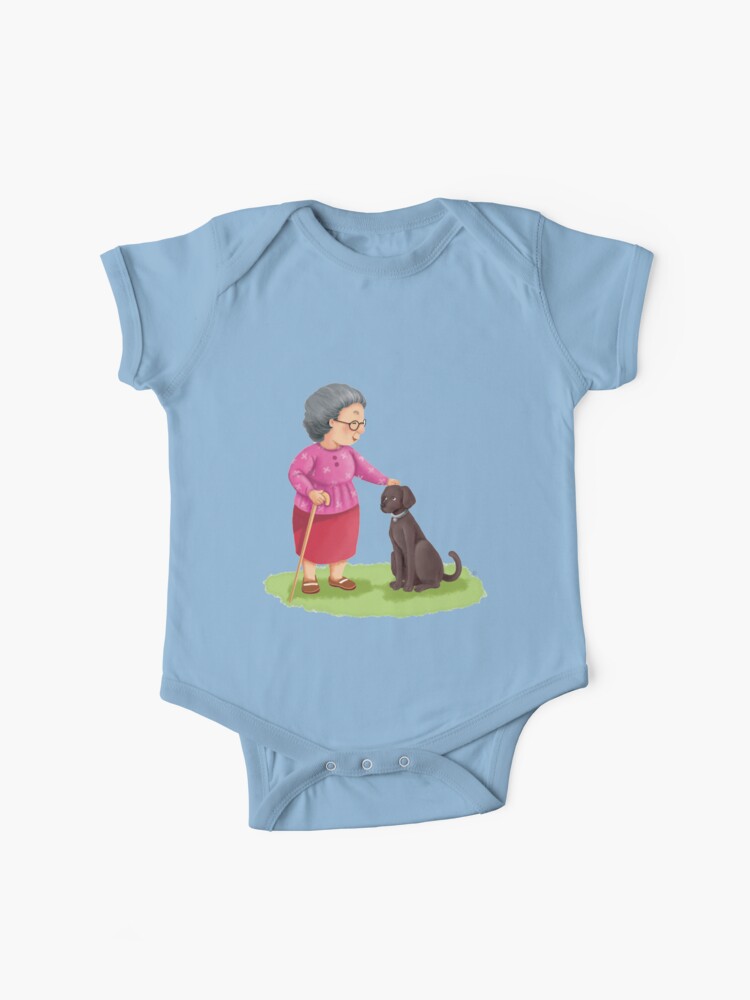 Thumbnail 1 of 2, Baby One-Piece, Grandma and Her Chocolate Labrador designed and sold by Minted  Prose.