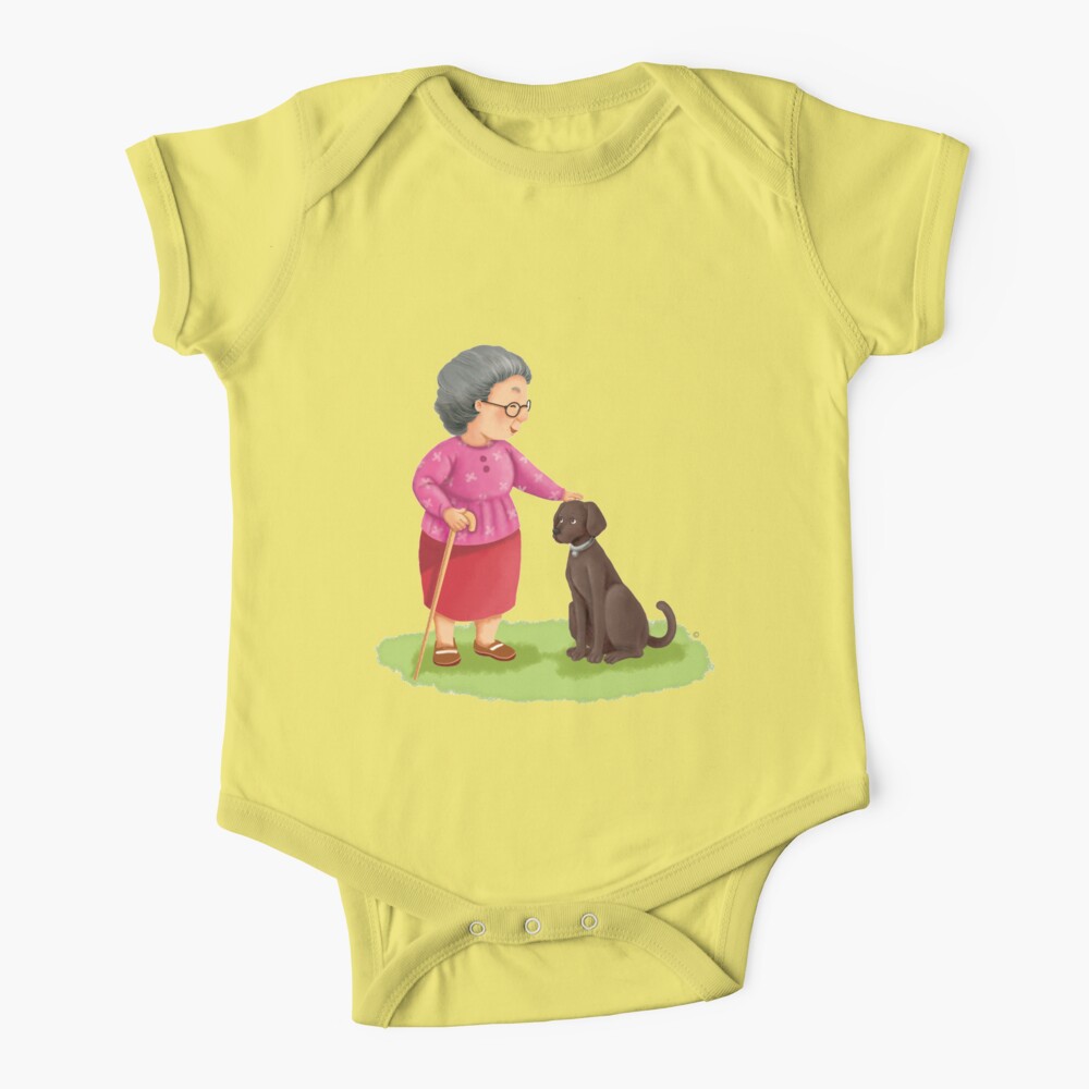 Grandma and Her Chocolate Labrador Baby One-Piece