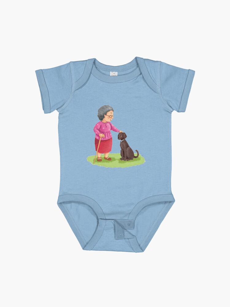 Thumbnail 1 of 2, Baby One-Piece, Grandma and Her Chocolate Labrador designed and sold by MintedProse.