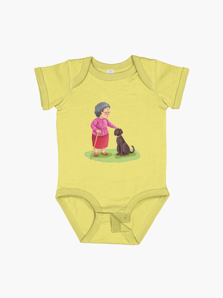 Thumbnail 1 of 2, Baby One-Piece, Grandma and Her Chocolate Labrador designed and sold by MintedProse.