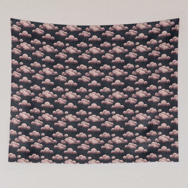 Item preview, 3D Fantasy Embroidered Clouds in the Sky on in grey and pink tones designed and sold by yennyz.