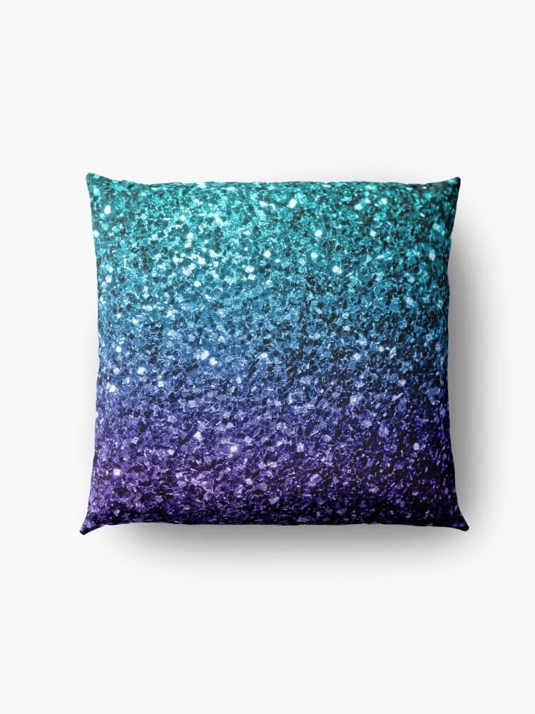 Alternate view of Beautiful Aqua blue Ombre glitter sparkles Floor Pillow