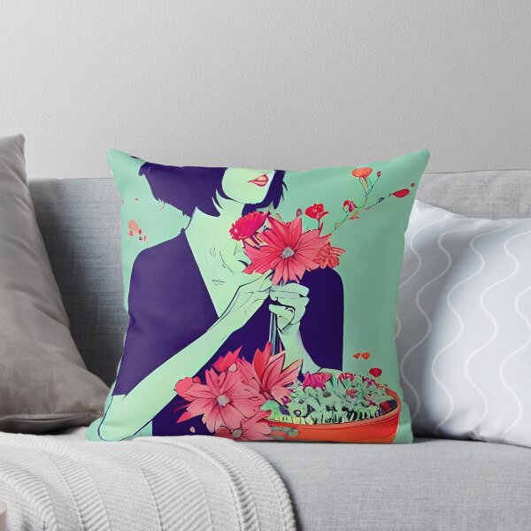 Aperçu de l'œuvre peinture d'une fille avec des fleurs créée et vendue par Smartchitect.