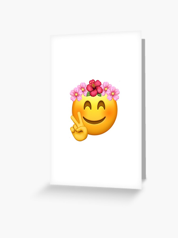 Carte De Vœux Emoji Fille D Anniversaire Couronne De Fleurs Par Adamita Redbubble